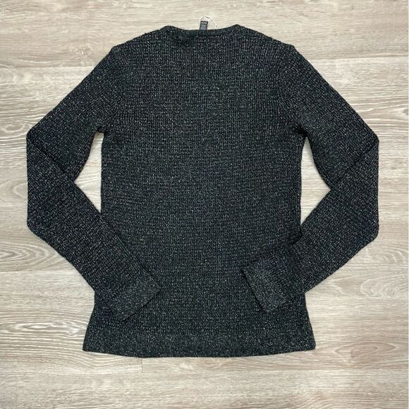 Eileen Fisher Wool Black Metallic Lightweight Crew Neck Sweater Size XS - Picture 2 of 5